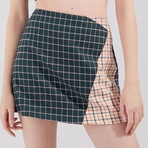 Mixed plaid mini skirt